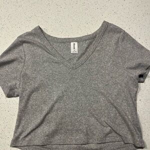 Abound Heather Gray V-Neck Crop Top